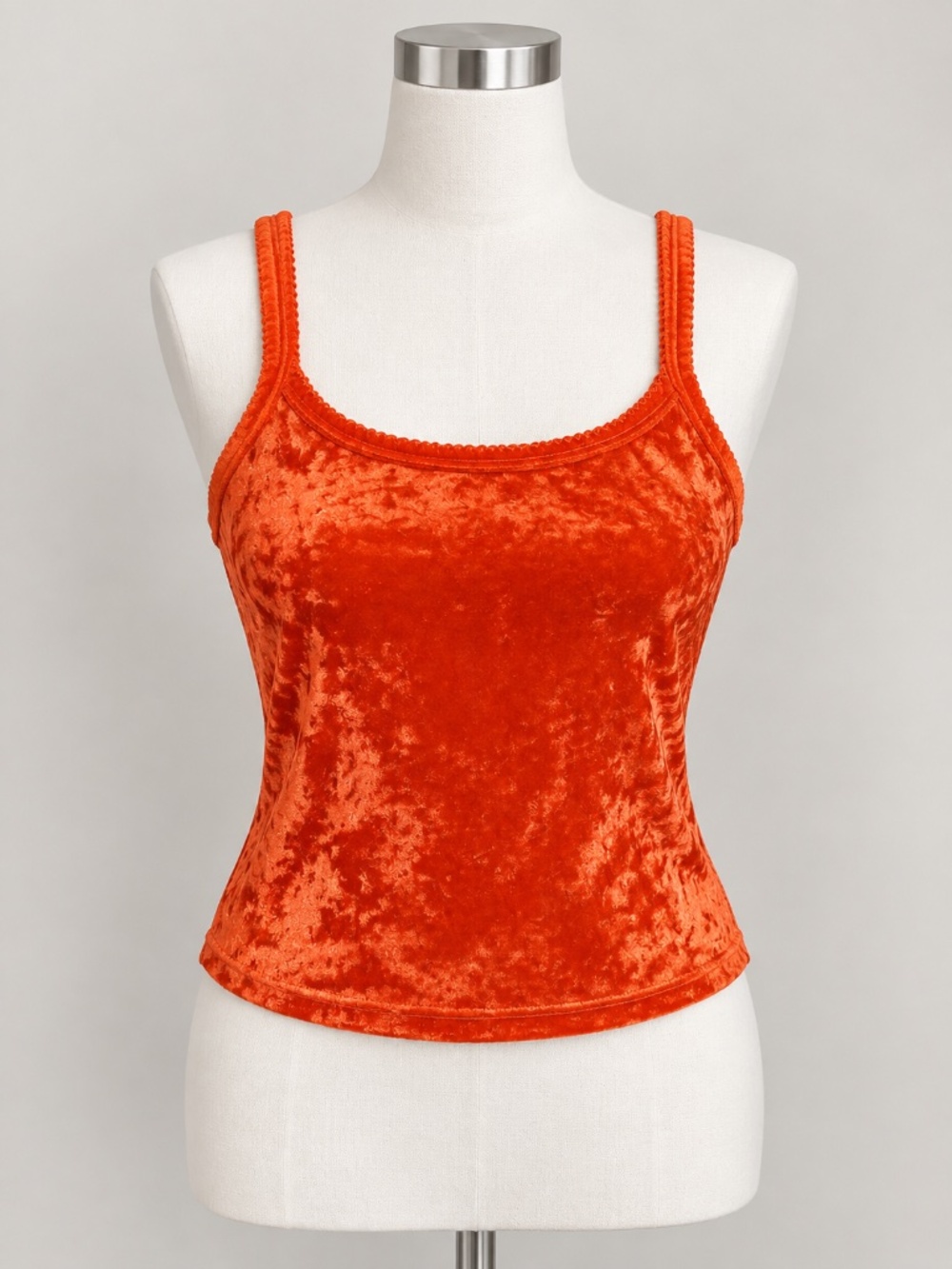 Vintage 90s Victoria’s Secret Orange Crushed Velvet Crop Tank Top Size XS